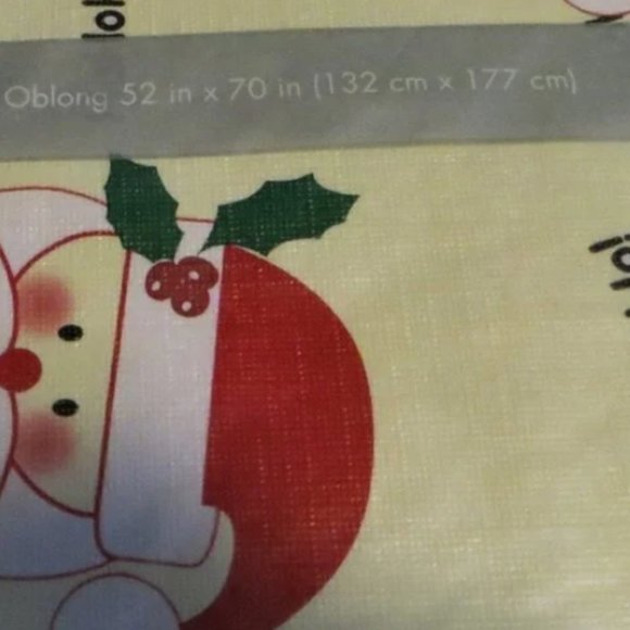 Holiday Vinyl Tablecloth Oval 52 x 70 New In Package Features Santa - Picture 2 of 3